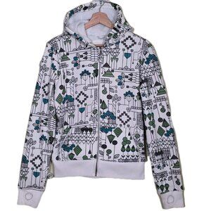 CORE Powder Room 5000mm Hoodie Womens M Geo Print Full Zip LS Fleece Snowboard
